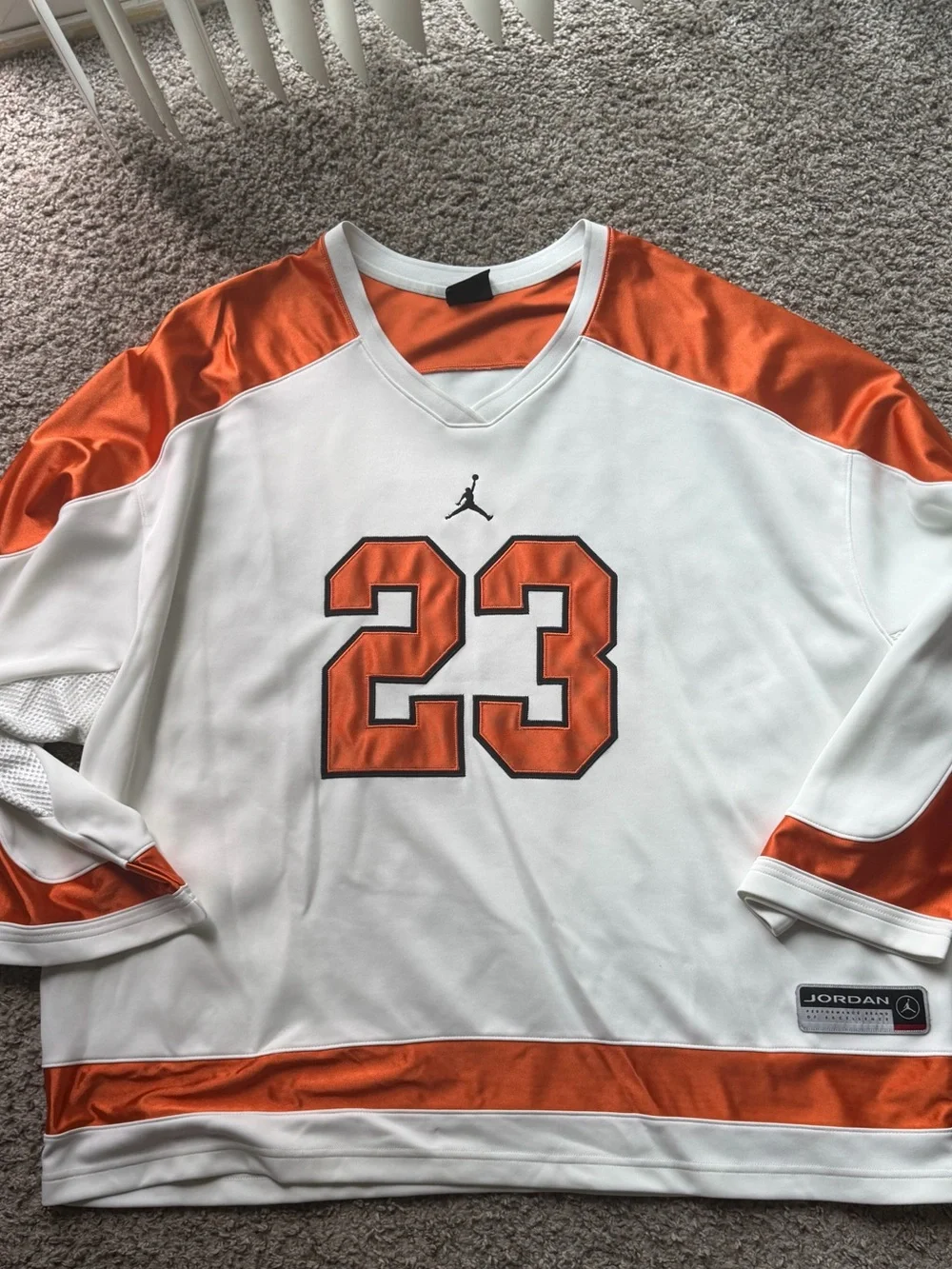 Jordan White & Orange 23 V-Neck Pullover Sweater